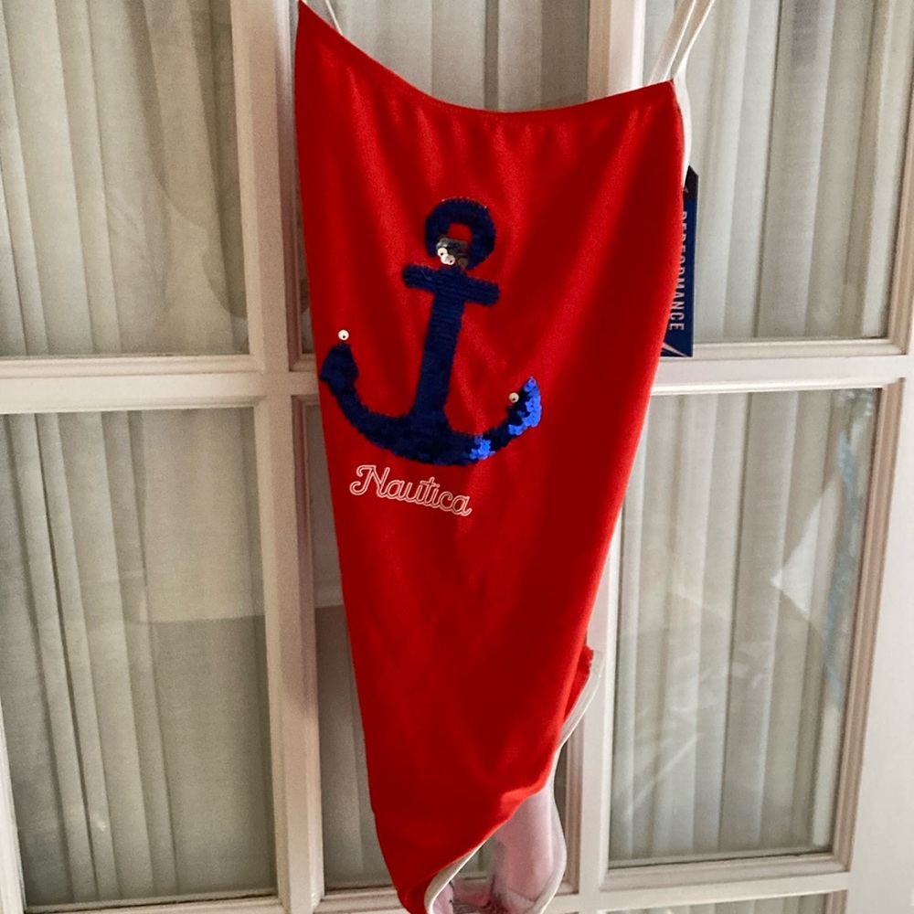Nautica Red Towel with Blue Anchor